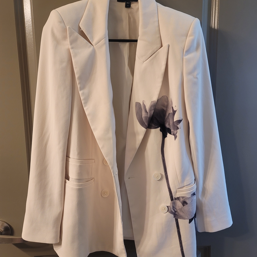 Express Cream Blazer with Floral Accent